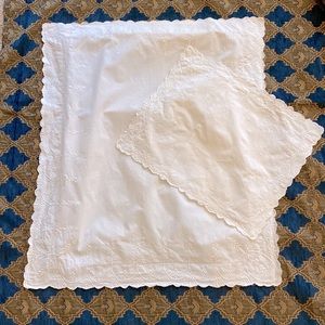Vintage White cotton embroidered set of pillow shams.